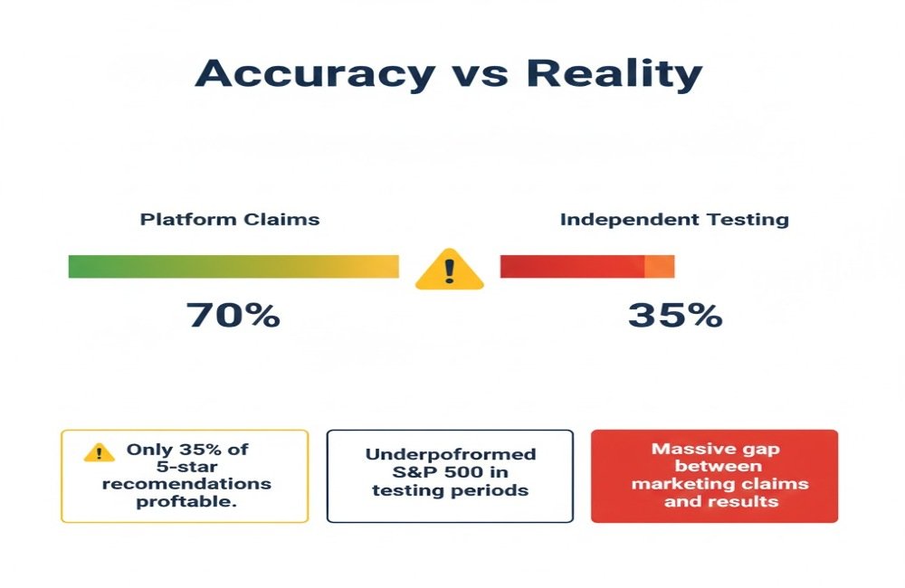 5StarStocks.com claimed 70% accuracy versus actual 35% profitability from independent testing